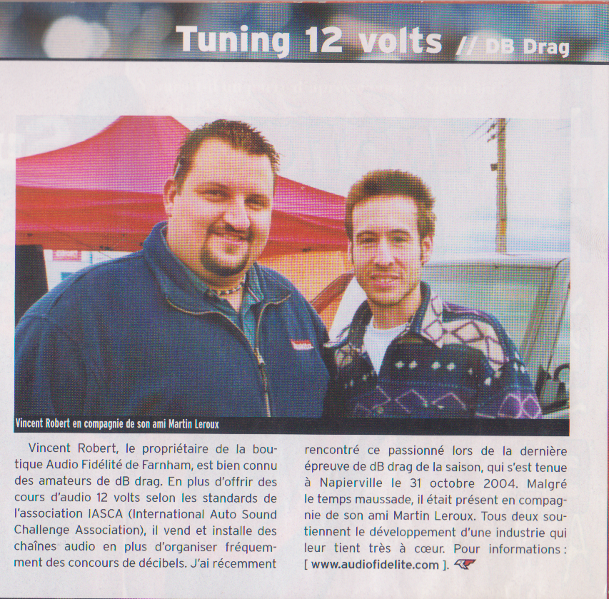 Vincent Robert avec Martin Leroux lors d'une compétition de son automobile à Napierville Dragway